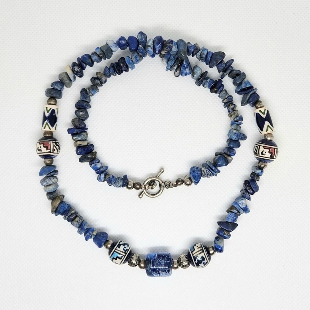 Vintage Native American Inspired Necklace | Hand-Painted Tribal Jewelry - Picture 2 of 5